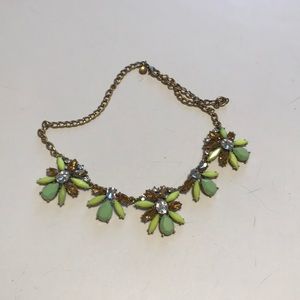 J crew neon green/brown necklace